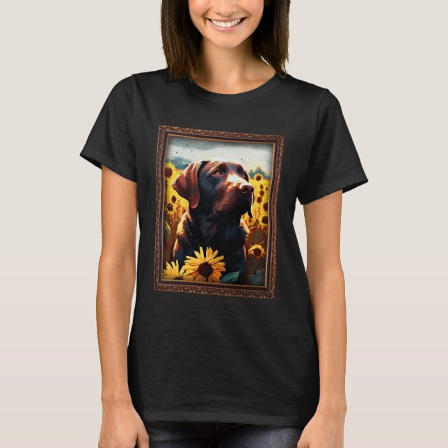 Camiseta Chocolate Labrador Painting Sunflower Flower Mom W (Frente)