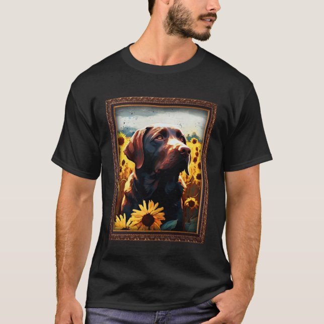 Camiseta Chocolate Labrador Painting Sunflower Flower Mom W (Frente)