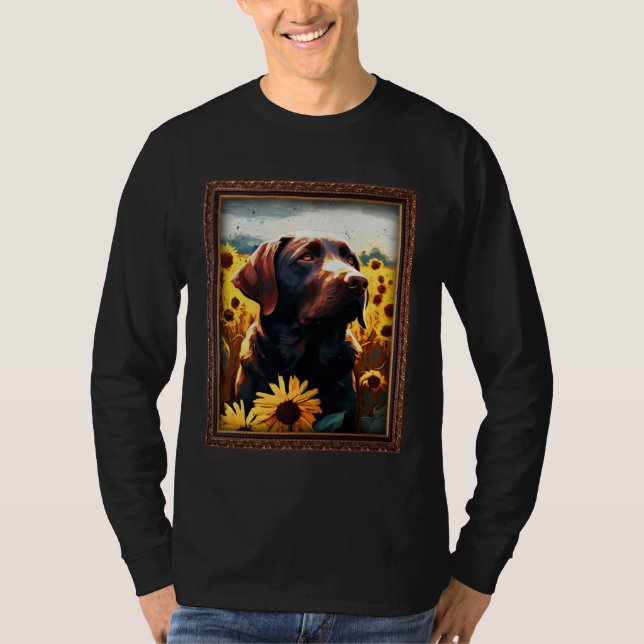 Camiseta Chocolate Labrador Painting Sunflower Flower Mom W (Frente)