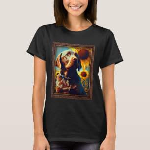 Camiseta Chocolate Labrador Pintura Flor de Girassol Mãe W