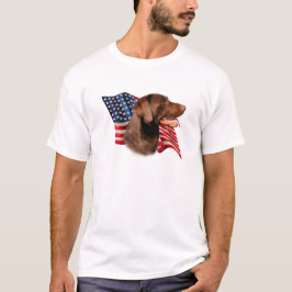 Camiseta Chocolate Labrador Retriever American Flag