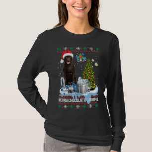 Camiseta Chocolate Labrador Santa Hat Natal Feio