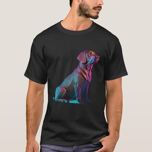 Camiseta Chocolate Labrador Synthwave 80s Retrowave Aesthet (Frente)