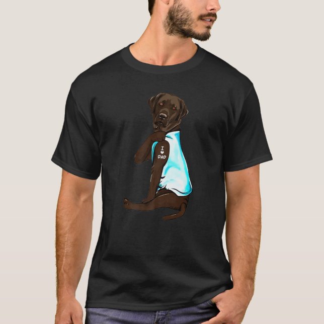 Camiseta Chocolate Labrador Tattoos I Love Pai Dia de os pa (Frente)