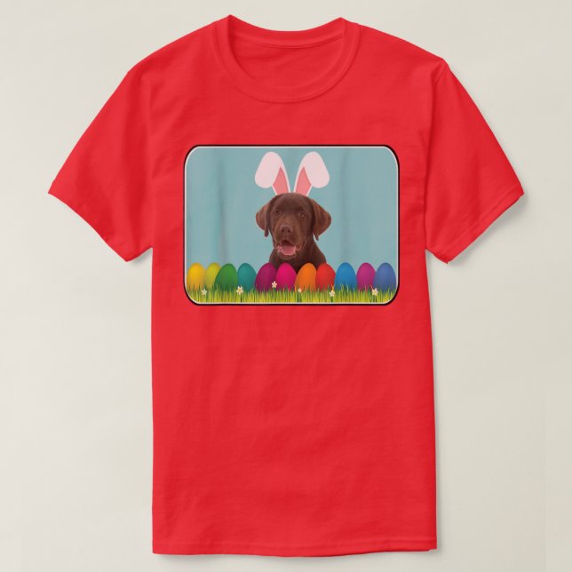 Camiseta Chocolate Labrador w Bunny Ears (Frente do Design)