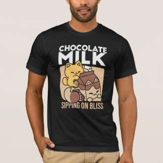 Camiseta Chocolate Milk Sipping on Bliss – Kawaii Cat Food