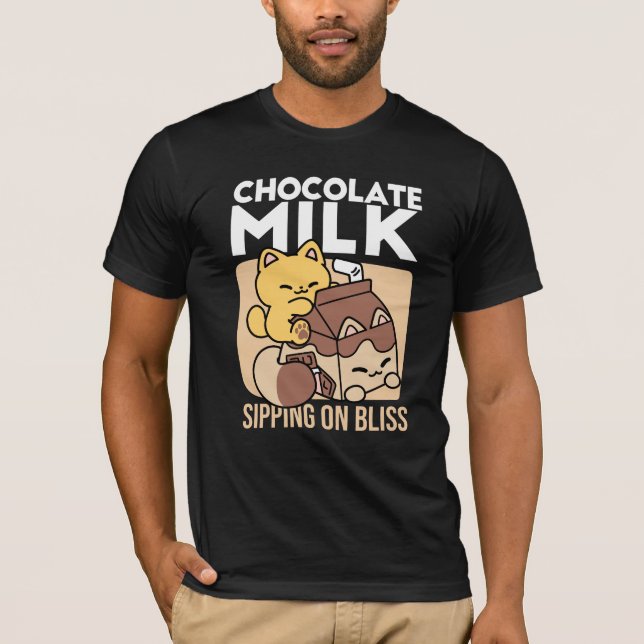 Camiseta Chocolate Milk Sipping on Bliss – Kawaii Cat Food  (Frente)
