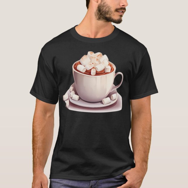 Camiseta Chocolate Quente Com Marshmallows Reproduzíveis (Frente)