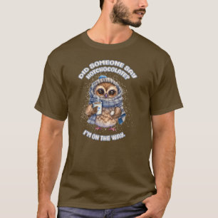 Camiseta Chocolate Quente de Bebendo Chibi Owl