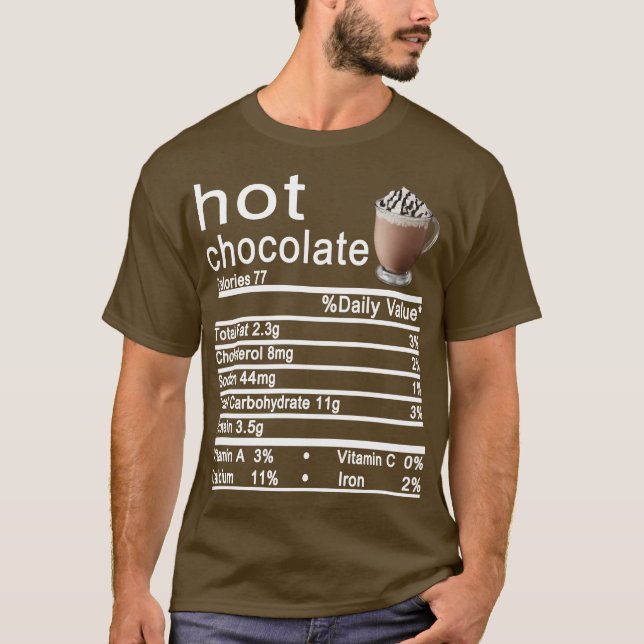 Camiseta Chocolate quente Nutrição Fala Engraçado Ação de G (Frente)