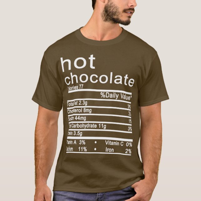 Camiseta Chocolate quente Nutrição Fala Engraçado Ação de G (Frente)