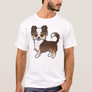 Camiseta Chocolate Tricolor Longo Casaco Chihuahua Cartoon
