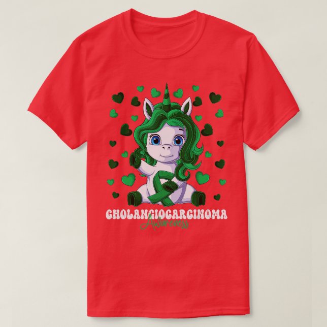 Camiseta Cholangiocarcinoma Awareness Month Green Ribbon Un (Frente do Design)