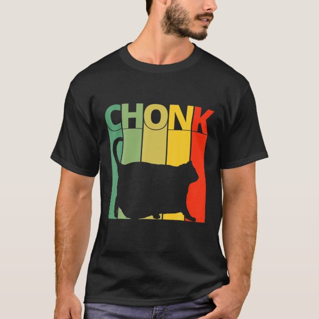 Camiseta Chonk Cat Scale Memória Engraçada Estilo de Retrô  (Frente)