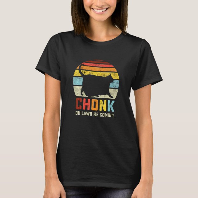Camiseta Chonk Cat Scale Memória Engraçada Estilo de Retrô  (Frente)