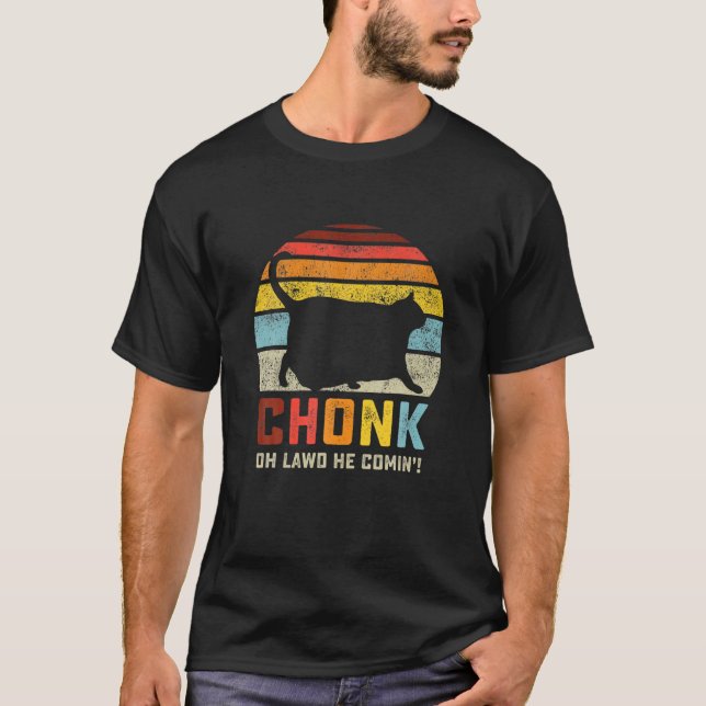 Camiseta Chonk Cat Scale Memória Engraçada Estilo de Retrô  (Frente)