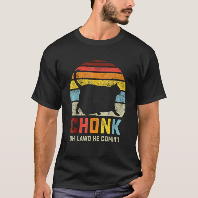 Camiseta Chonk Cat Scale Memória Engraçada Estilo de Retrô  (Frente)