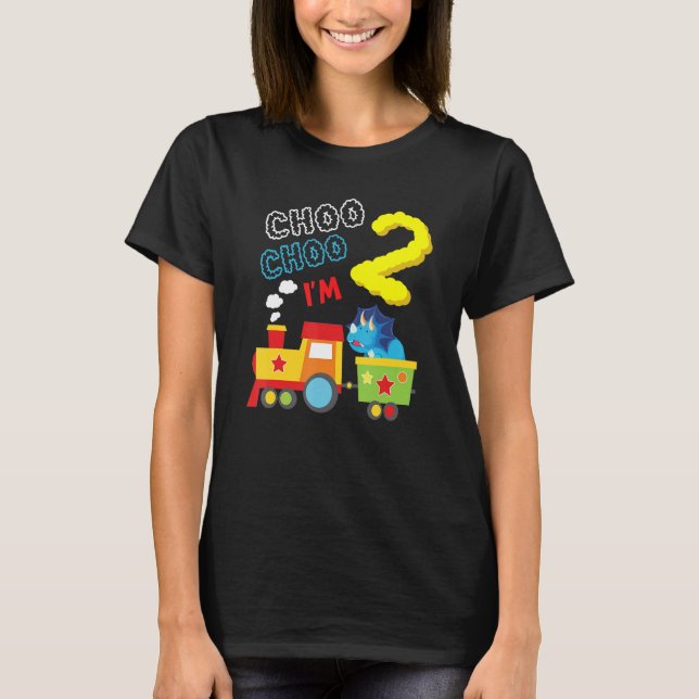 Camiseta Choo Choo Eu tenho 2 anos Locomotive Train segundo (Frente)