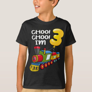Camiseta Choo Choo Eu tenho 3 anos de idade Comboios Locomo
