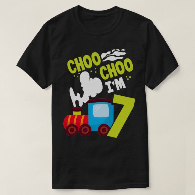 Camiseta Choo Choo Im 7 Cute Train Lover Railroad 7 Birt (Frente do Design)