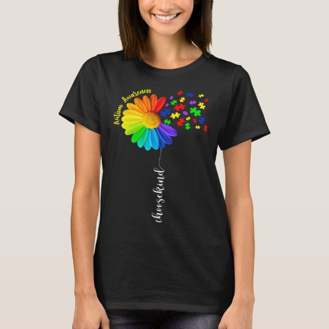 Camiseta Choose Kind Autism Awareness Month Sunflower Dad M (Frente)