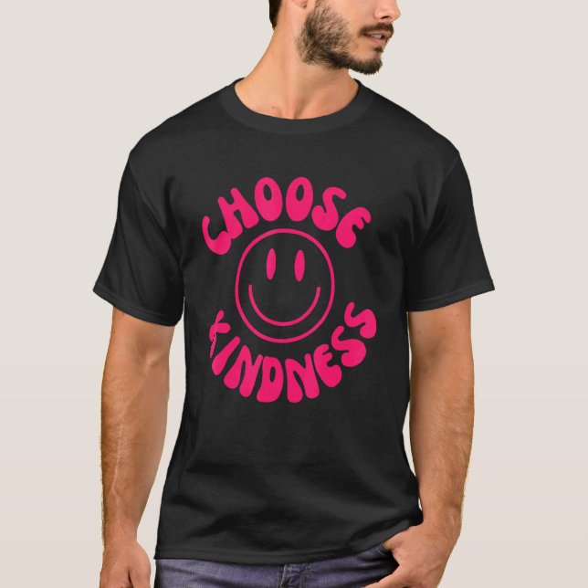 Camiseta Choose Kindness Pink Smile Face Preppy Aesthetic T (Frente)