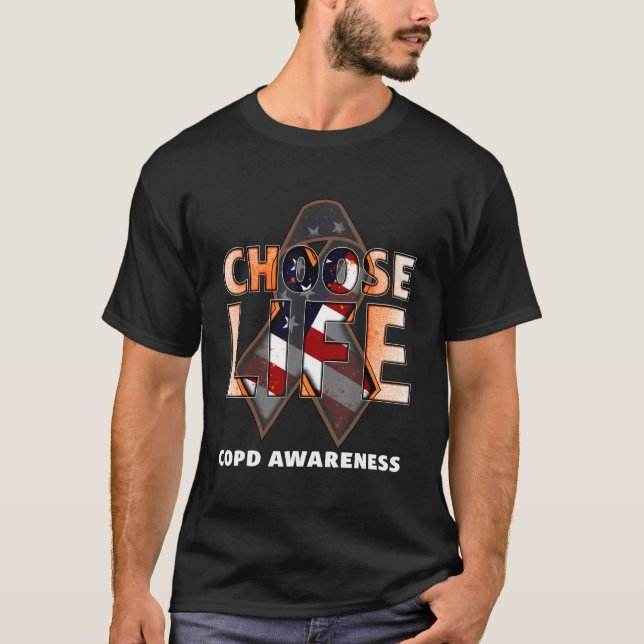 Camiseta Choose Life COPD Awareness American Flag (Frente)