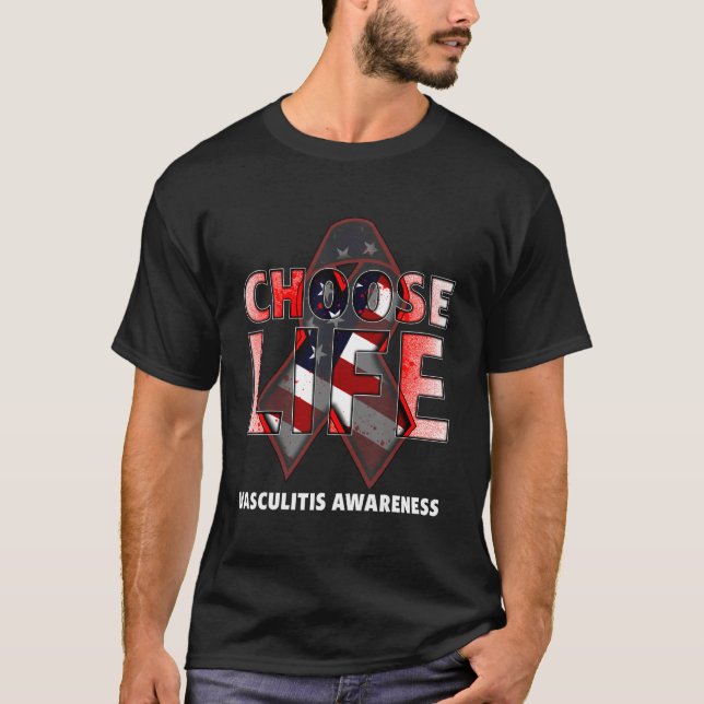 Camiseta Choose Life Vasculitis Awareness American Flag (Frente)