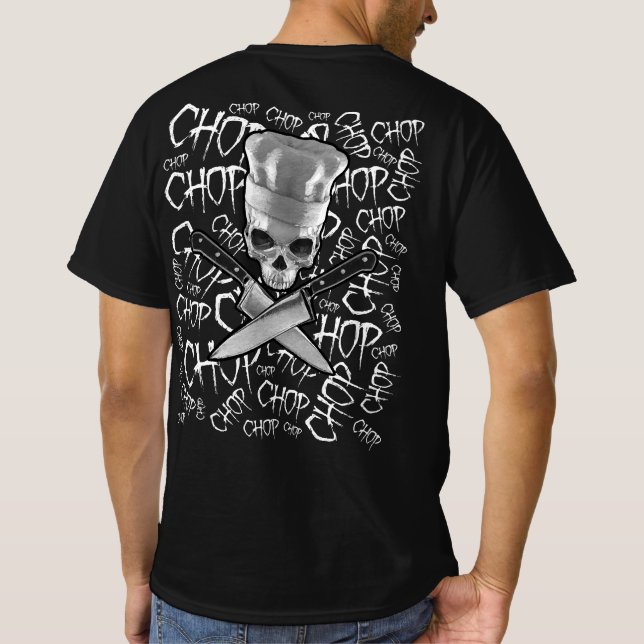 Camiseta Chop Chop Chop Engraçado Maneiro Caveira (Verso)