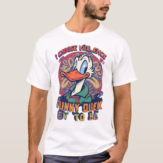  Camiseta Choque de Pato Divertido Escolha a Violê (Frente)