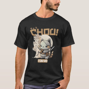 Camiseta Chou Samurai Cat com Chibi para o seu pequeno
