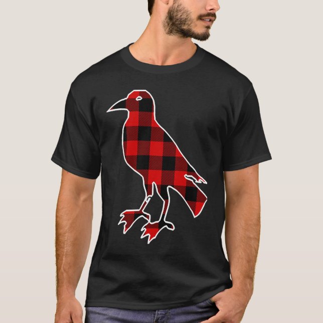 Camiseta Chough Red Buffalo Plaid Bird Crow Matching PJ Fam (Frente)
