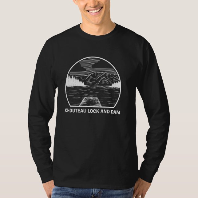 Camiseta Chouteau Lock And Dam Oklahoma Engraçado De Pesca (Frente)