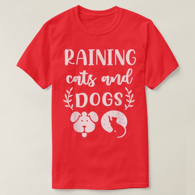 Camiseta Chovendo Gatos E Cães Engraçados (Frente do Design)