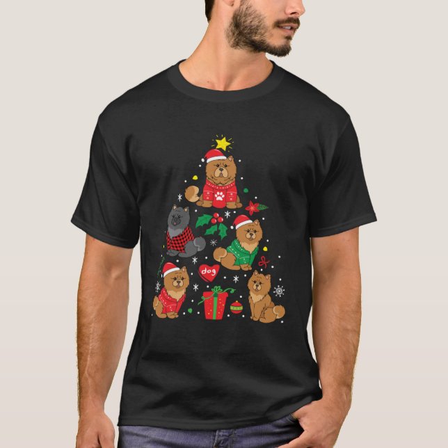 Camiseta Chow Chow Christmas Dog Tree (Frente)