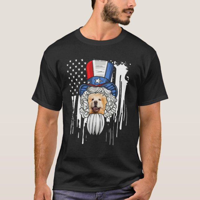Camiseta Chow Chow Costume Patriotic 4th Of July American F (Frente)