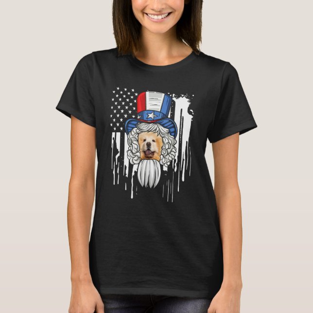 Camiseta Chow Chow Costume Patriotic 4th Of July American F (Frente)