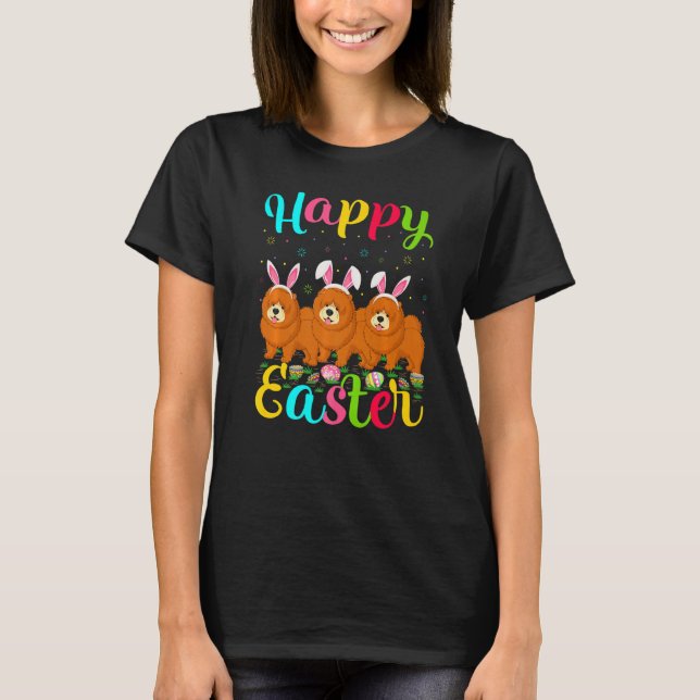 Camiseta Chow Chow Dog Easter Ovo Bunny Chow Happy Ea (Frente)