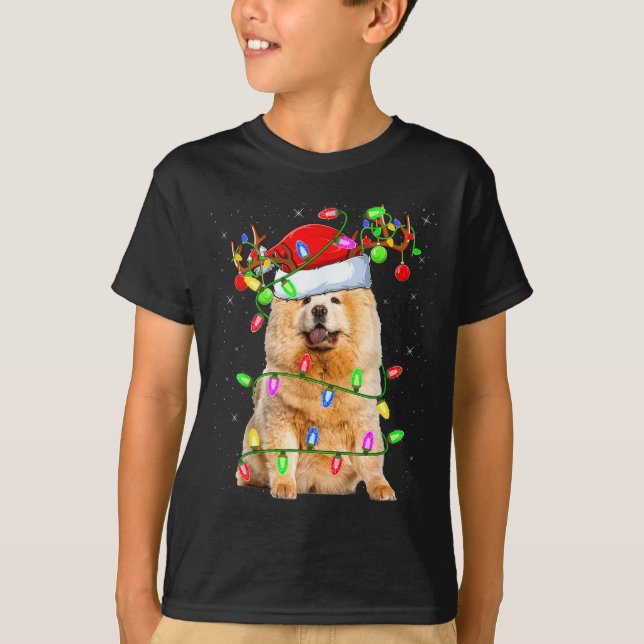 Camiseta Chow Chow Dog Lover Xmas Lighting Santa Chow Chow  (Frente)