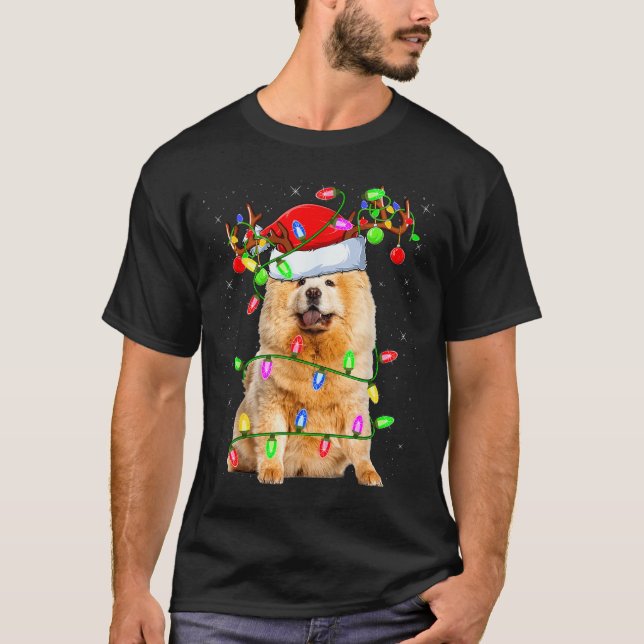 Camiseta Chow Chow Dog Lover Xmas Lighting Santa Chow Chow  (Frente)
