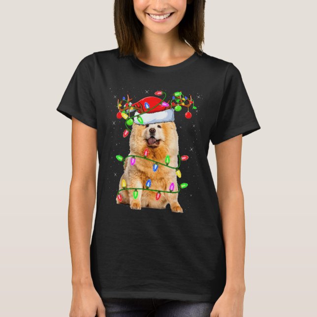 Camiseta Chow Chow Dog Lover Xmas Lighting Santa Chow Chow  (Frente)