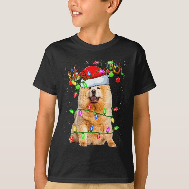 Camiseta Chow Chow Dog Lover Xmas Lighting Santa Chow Chow  (Frente)