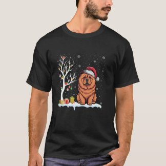 Camiseta Chow Chow Dog Santa Hat Festivo Tree Christy