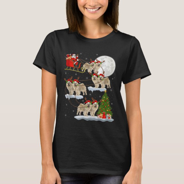 Camiseta Chow Chow Dog Santa Sleigh Flying Funny Magical Ch (Frente)