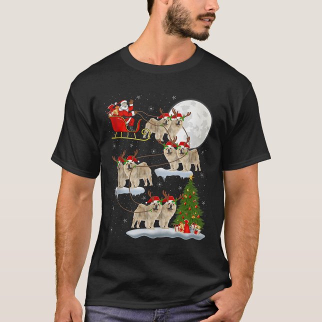 Camiseta Chow Chow Dog Santa Sleigh Flying Funny Magical Ch (Frente)