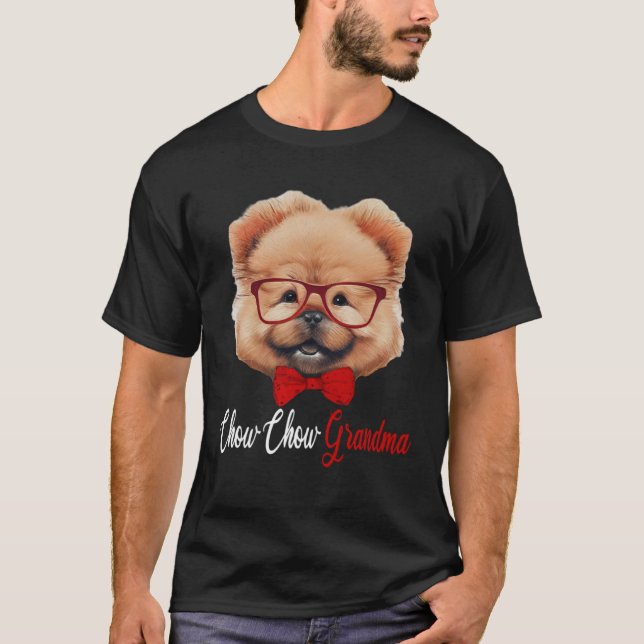 Camiseta Chow Chow Grandma Headband Glasses (Frente)