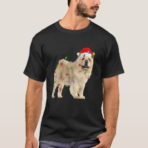 Camiseta Chow Chow Natal Chapéu de Papai Noel Luzes Cachorr