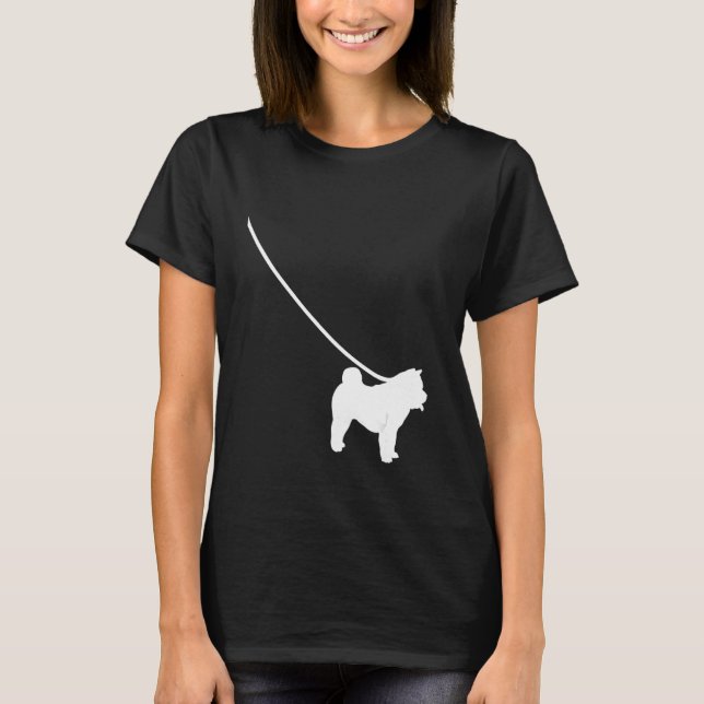 Camiseta Chow Chow on a Leash Dog  Mom Dad Pet Cute  Puppy (Frente)