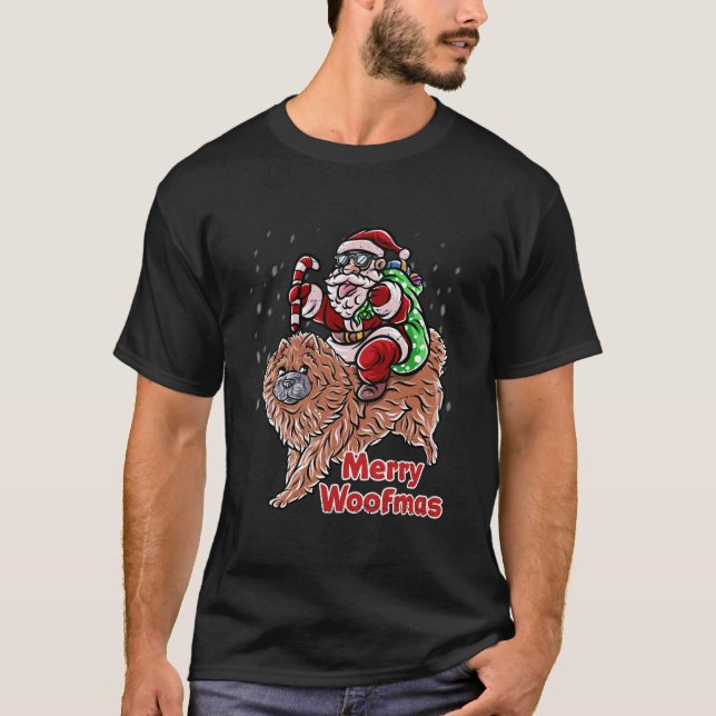 Camiseta Chow Chow Papai Noel Que Feliz Cão De Natal X Mães (Frente)