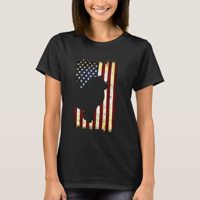 Camiseta Chow chow Silhouette American Flag 4 de julho Cho (Frente)